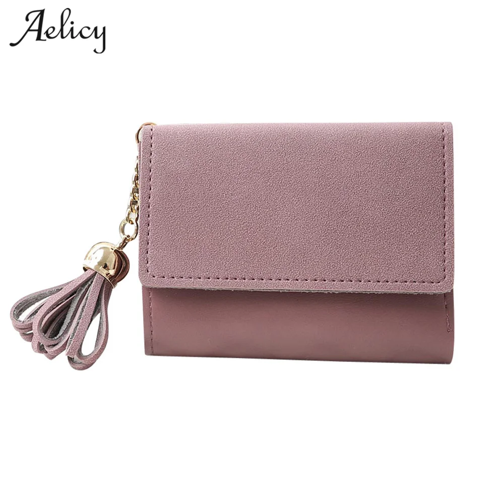 

Aelicy Luxury 6 Colors Women Mini Wallets Female Tassel Short Money Wallets PU Leather Coin Purses Fashion Card Holders Carteira