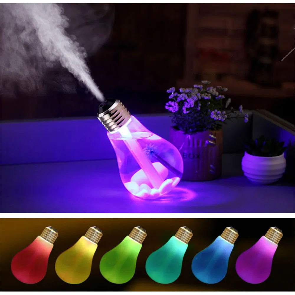 

Car Air Freshener Humidifier Oil Purifier 400ML USB Diffuser Home Essential 7 Colorful Led Night Light Mist Maker Creative Bulb