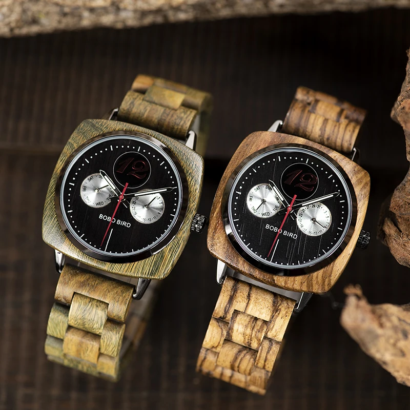 relogio masculino BOBO BIRD Top Brand Luxury Men Wood Watch Male Timepieces Military Quartz Wristwatch In Bamboo Gift Box L-S06