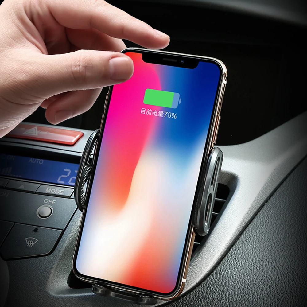 

Qi Car Wireless Fast Phone Charger for Iphone Xs Max 8 Plus XR X Samsung S10 9 8 Automatic Clamping Charging Station Holder Dock