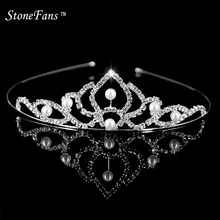 StoneFans украшения для волос, заколки, свадебные Стразы, тиара для детей, жемчужные повязки на голову, диадемы и короны, невесты, девочки 59