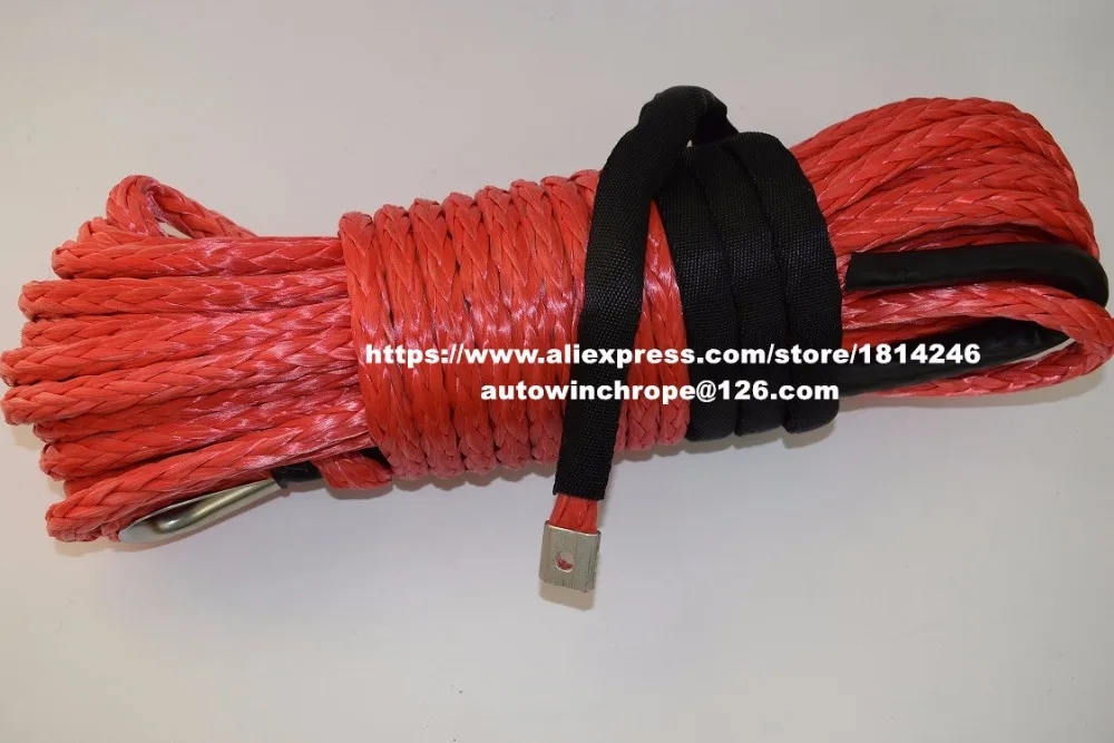 أحمر 12 ملليمتر * 30 متر حبل الاصطناعية ، atv ونش كابل ، off road حبل ، حبل ونش الأطياف ، سحب حبل