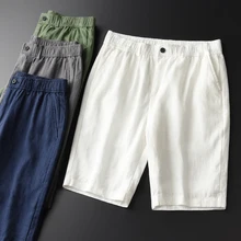 Minglu Summer New Thin Linen Men Casual Shorts Hight Quality Solid Color Slim Fashion White Men Shorts Plus Size M-4XL