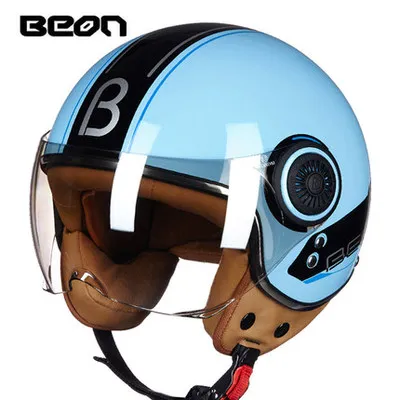 Новые цвета BEON с открытым лицом 3/4 мотоцикл Casco Capacete шлем винтажный Ретро скутер шлем - Цвет: bright blue