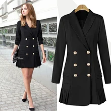 Осень и зима новые женские пальто воротник с длинными рукавами женские куртки двубортный длинный костюм большой размер