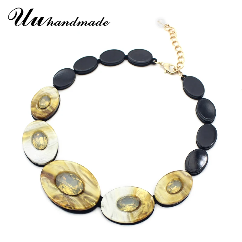 

Fashion statement Acrylic Necklaces Round pendant Leather chain maxi Necklace women pendants Choker colar chocker kolye collares