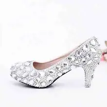 Популярные Кристалл Свадебная обувь модные торжественное платье обувь Блестящие туфли для танцев и вечеринок свадебные туфли