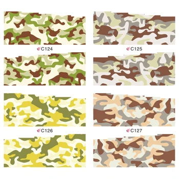 

4 PACKS / LOT FULL COVER ABSTRACT CAMOUFLAGE NAIL TATTOOS STICKER WATER DECAL NAIL ART C124-127