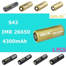 GOLISI – batterie rechargeable S43, 26650 mah, 4300 V, 30a/MAX, 40a, décharge élevée, pour VAPE, lampe torche, jouet, IMR 3.7, 1 pièces
