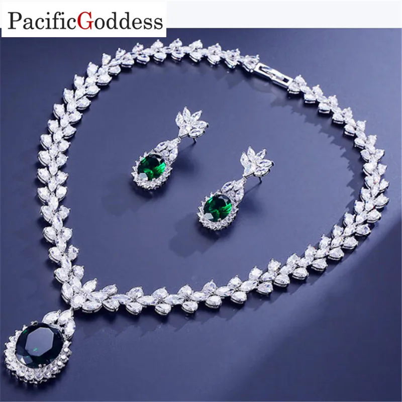 

pacificgoddess Wedding earrings Necklace brilliant fine jewelry set bijou atmospheric jewelry