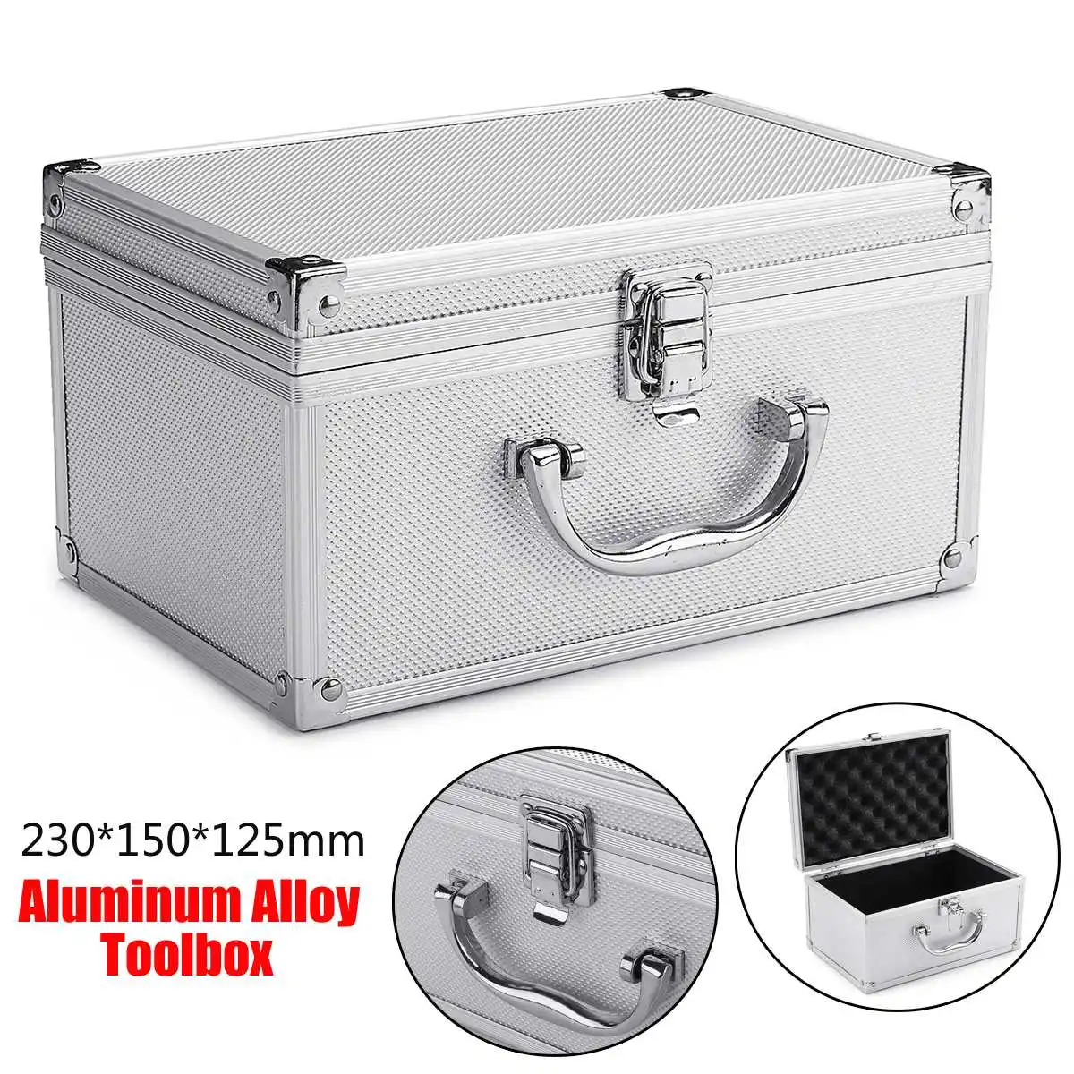 

23x15x12.5cm Aluminium Alloy Tool Box Portable Instrument Box Document Storage Case Home Storage Organizer Case Tools