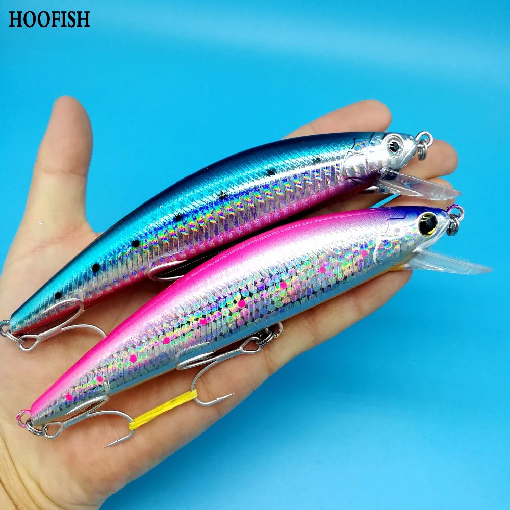 

HOOFISH 2PCS/LOT 60g Sinking minnow fishing lure 140mm/8colors 3D eyes Bass Fishing Lures Artificial Pesca Swimbait