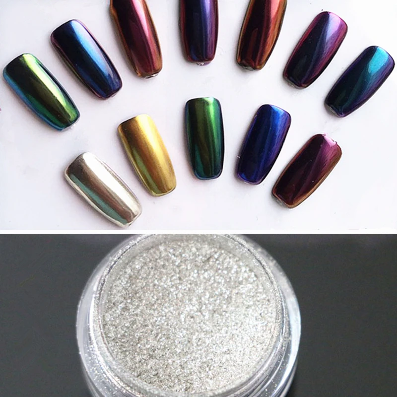 1g/Box Shinning Mirror Nail Glitter Powder Sliver Gold Nail Art Sequins Chrome Pigment Mirror Glitters Powder