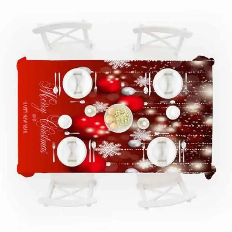 3D принт Рождество красный шар снежинка Рождественские вечерние для дома кухня Resturant Водонепроницаемый маслостойкая Скатерть скатерть