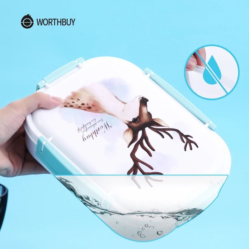 WORTHBUY японский цветной узор Bento Box 304 Ланч бокс из нержавеющей стали с отсеками для