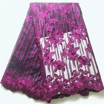 

Very popular Embroidered nice flowers with same color beads French net Fabric JYF2 Free shipping wholesale Tulle Lace Fabric