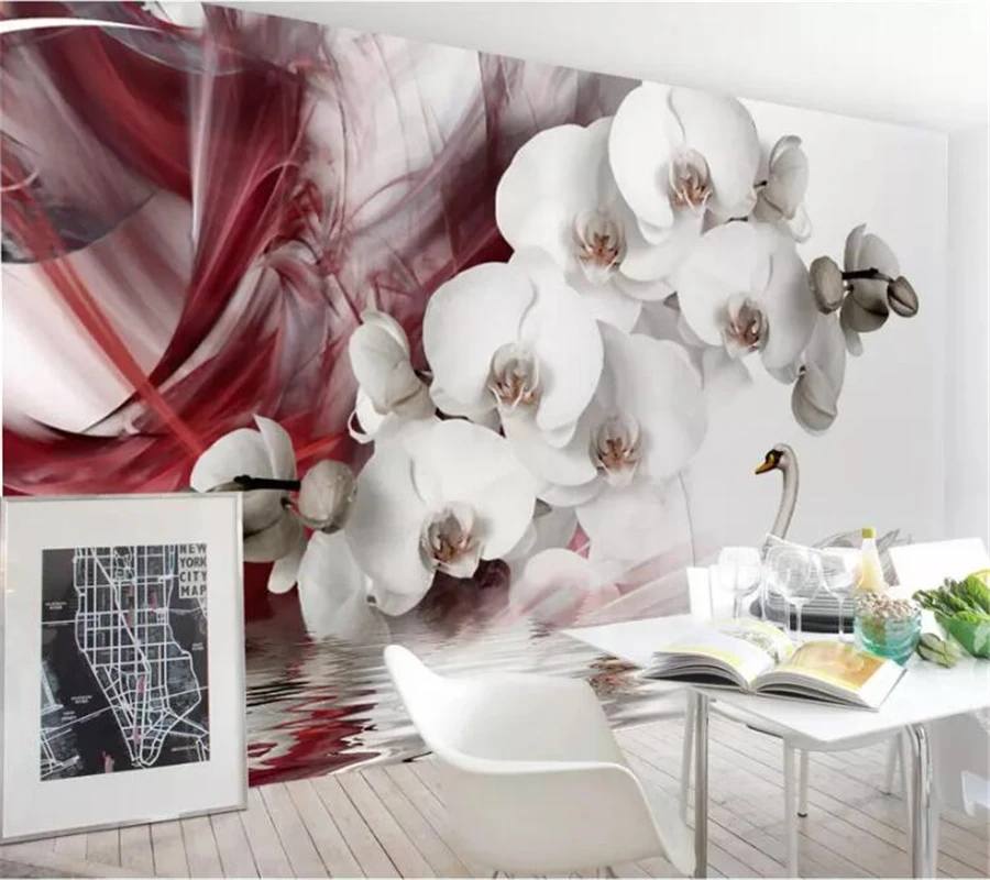 

beibehang Custom wallpaper 3D photo murals modern beautiful butterfly orchid TV background wall paper mural 3d papel de parede