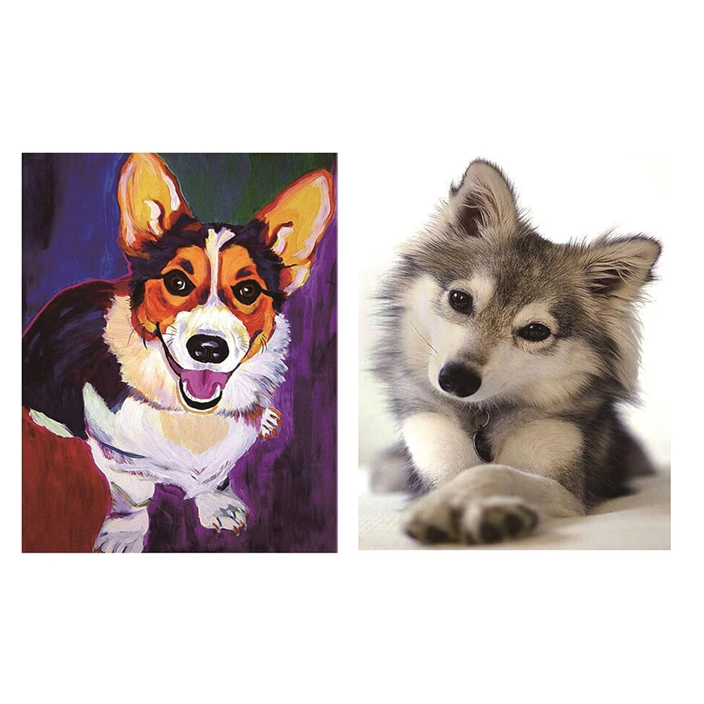 DIY 5D Diamond Painting Kit, Dog Diamond Embroidery Rhinestone Cross