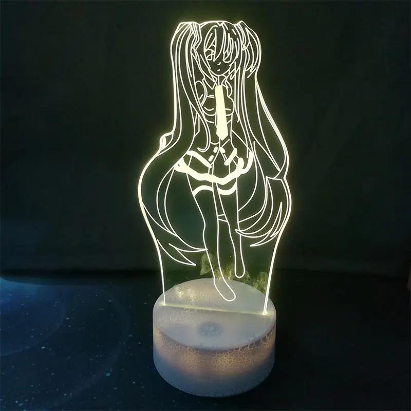 Hatsune Мику 3D настольная лампа светодиодный сенсорный 7 цветов Изменение ночной Светильник домашний Декор Дети Рождественские подарки