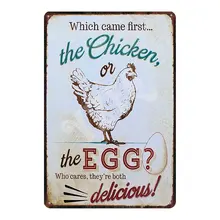 Куриное яйцо жестяная вывеска винтаж потертый шик металлические тарелки для стены кухни ретро домашний декор металлический плакат DU-2137