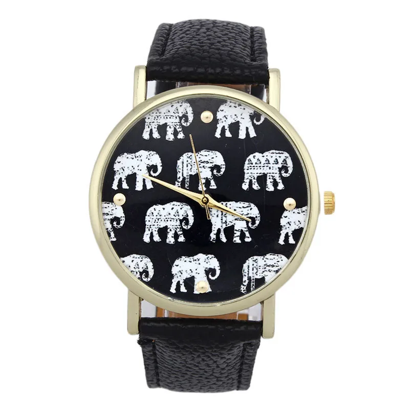 NEW Women's Watches Casual Elephant Pattern watch band leather alloy Analog Quartz Dial Wrist Watch clock relogio feminino M21 (6)