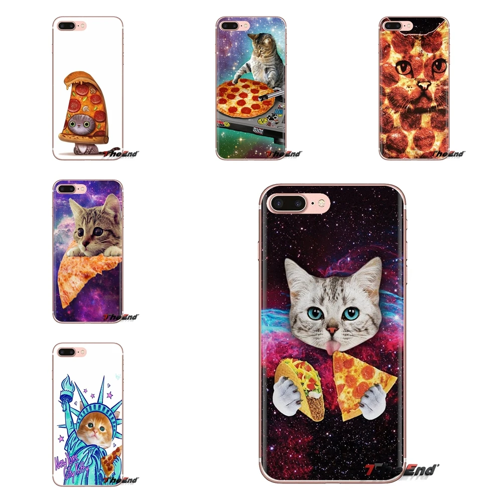 

For Huawei G7 G8 P7 P8 P9 P10 P20 P30 Lite Mini Pro P Smart Plus 2017 2018 2019 Funny pizza cat Transparent Soft Shell Covers