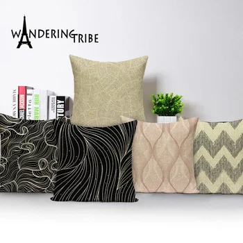 

Nordic Decoration Home Throw Pillow Covers Geometric Pillowcase Ocean Linen Black Blue Cushion Cover CustomQuality Kissen 45*45