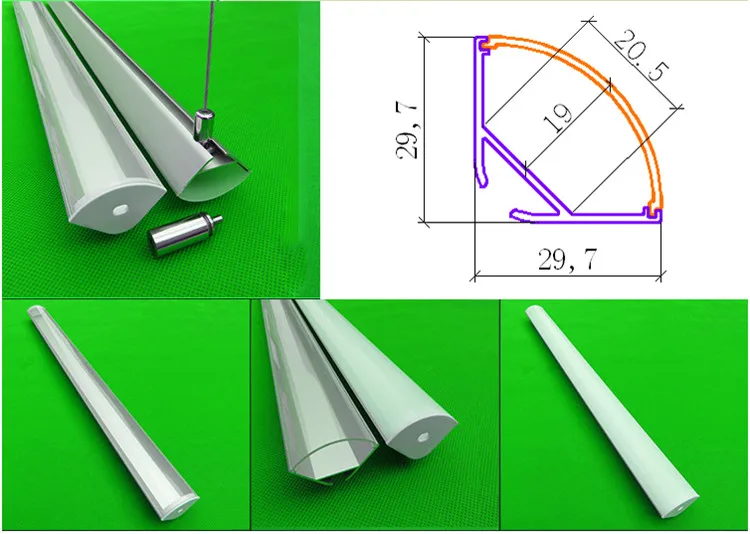 Perfil para Duas Canal para 20mm 10 30 Pçs e lote 2 M e pc Alumínio Carreiras Tira Conduzida W30 H30mm Semi Round Corner Led Pcb 3 2 mpc alumínio perfil para duas carreiras tira conduzida