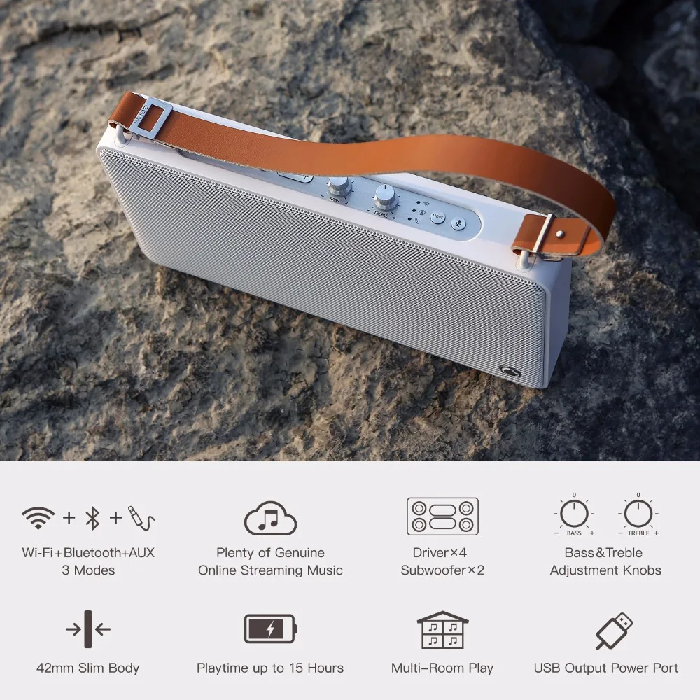 GGMM E5 Bluetooth динамик WiFi беспроводной 20 Вт портативный с басами для iPhone Android