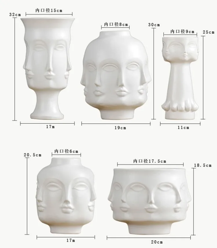 Креативная белая керамическая ваза для лица в скандинавском стиле, настольная матовая маусика для людей, модель для лица, орнамент, портретная Цветочная ваза для украшения интерьера