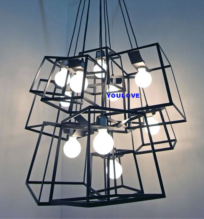 

Free shipping modern colorful square cabinet pendant lights restaurant coffee bar pendant lamp dining room kitchen drop light