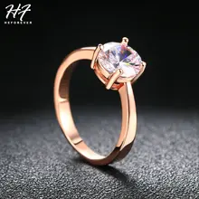 Gül altın renk dört pençe Solitaire CZ kristal 0.8CM sonsuza dek alyans takı kadınlar için noel hediyesi R333 R335