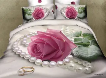 

Red Pink Rose 3D Bedding Set 100%Cotton Queen King size Bed sheet Duvet cover Fitted sheet Bedlinen parrure de lit ropa de cama