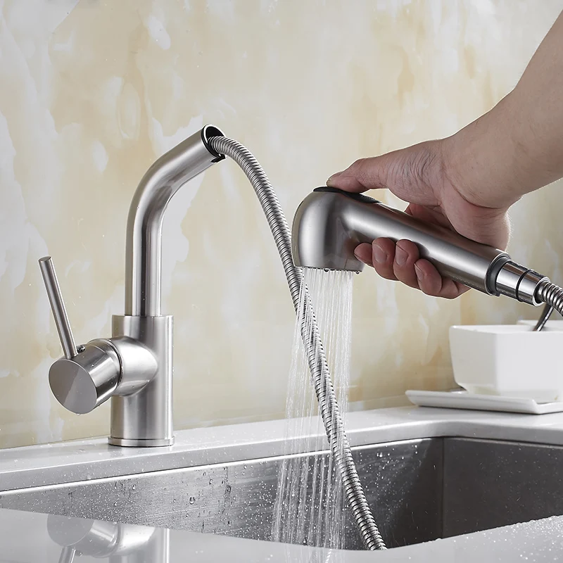 Contemporary Kitchen Pull Out Faucets Black Mixer Taps Sink Swivel Hot and Cold Water Taps Single Handle Deck Mounted ZR393 Contemporary Kitchen Pull Out Faucets Black Mixer Taps Sink Swivel Hot and Cold Water Taps Single Handle Deck Mounted ZR393