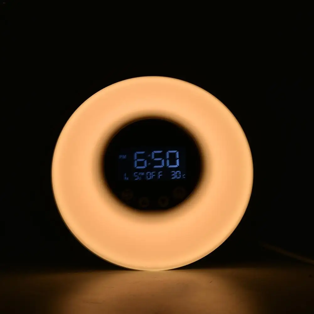 Будильник Wake Up Light Touch sensor светодиодный ночник fm-радио 9 цветов защита глаз USB зарядка сенсорный пульт дистанционного управления