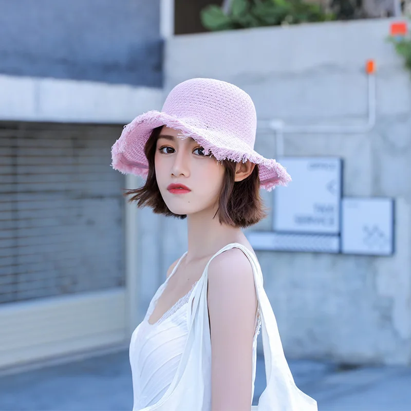 Новая мода пляжная шляпа от солнца Sunhat Новый 2019 однотонные кисточки летняя соломенная шляпа Корейский Для женщин версии прилив