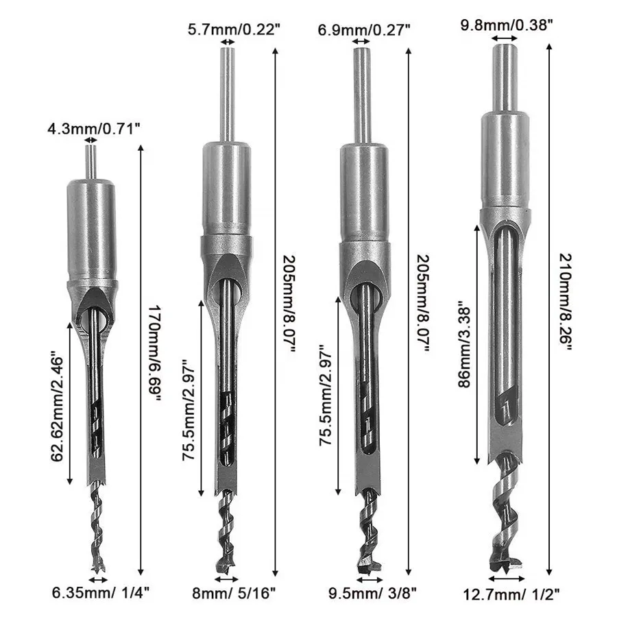 4 шт. Деревообрабатывающие сверла с квадратным отверстием, долото, врезное долото, набор долот, деревообрабатывающие Кольцевые пилы, наборы TP-119
