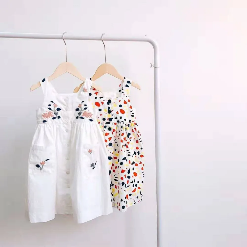 

2019 New Summer Flower White Dress Casual Baby Girl Dress for Baby Girls Party Boutique Dress Brands Clothes