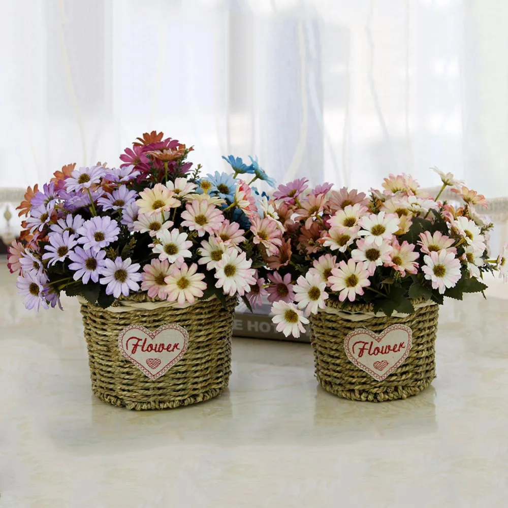 

Wickerwork Round Basket Rattan Foldable Hanging Flower Pot Planter Woven Garden Flowerpot Holder Storage Basket Home Decor