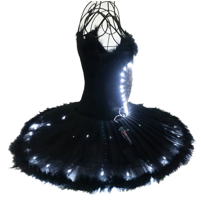 Preto ballet tutu saias led luz adulto