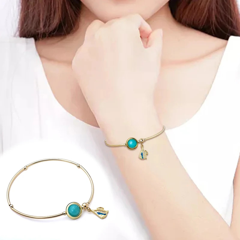 

2019 Real Time-limited Bangle Tang Jing Amazonite Handmade Fish Natural Personality Bracelet With 14 K Plated Not Rub Off Gift