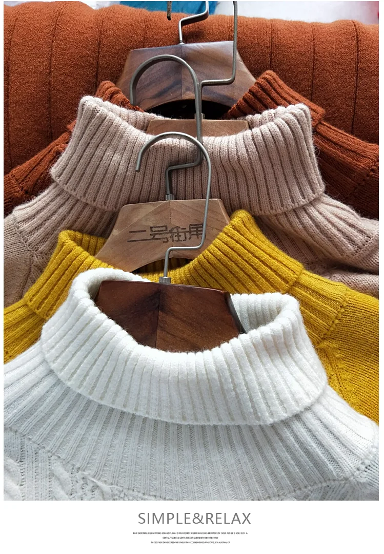 Осенне-зимний длинный вязаный свитер, Женский пуловер с высоким воротом, плюс размер, свободный толстый теплый вязаный джемпер, Модный женский свитер