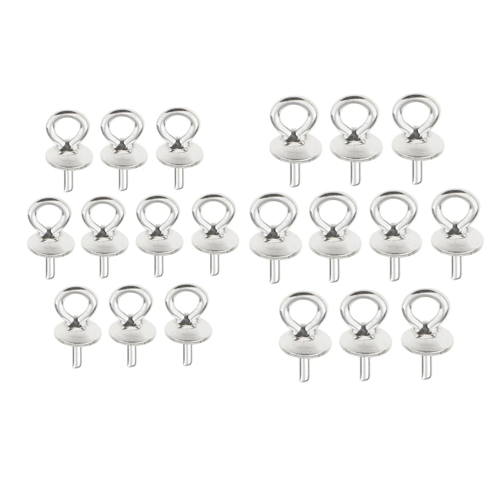 20 Pieces Sterling Silver 925 Pendant Clasp Pearl Bail Eye Pins Jewellery Findings Connector 4mm And 5mm