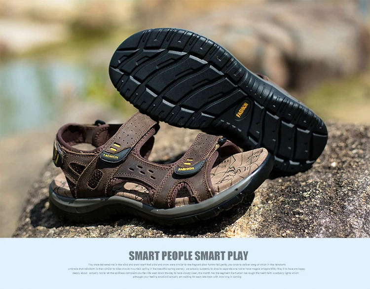 Clorts/мужские летние пляжные сандалии; легкие дышащие уличные сандалии; прогулочные сандалии из натуральной кожи; Новые походные сандалии