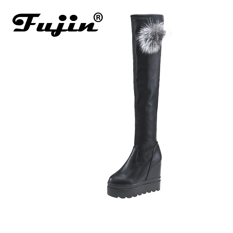 

Fujin Brand Fashion Black Winter Boots for Women 2019 New Arrival Autumn Over The Knee Boots Platform Chunky Heels Shoes