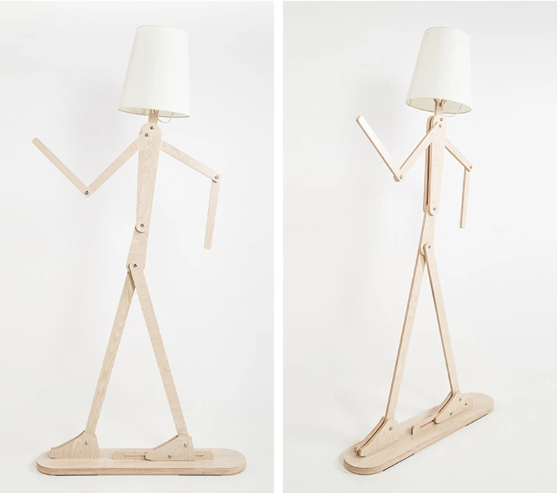 Creative Human Figure Floor Lamps Wooden Log Fabric Stand Light Living Room Bedside Piano Lighting Nordic E27 Standing Lights (9)