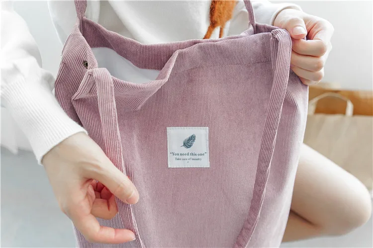 korean style corduroy tote bag