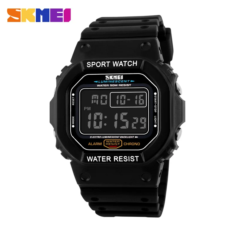 Новая мода SKMEI бренд светодиодный часы Для мужчин спортивные часы цифровой Военные часы 50 м Водонепроницаемый Платье для улицы Наручные часы 1134 - Цвет: black