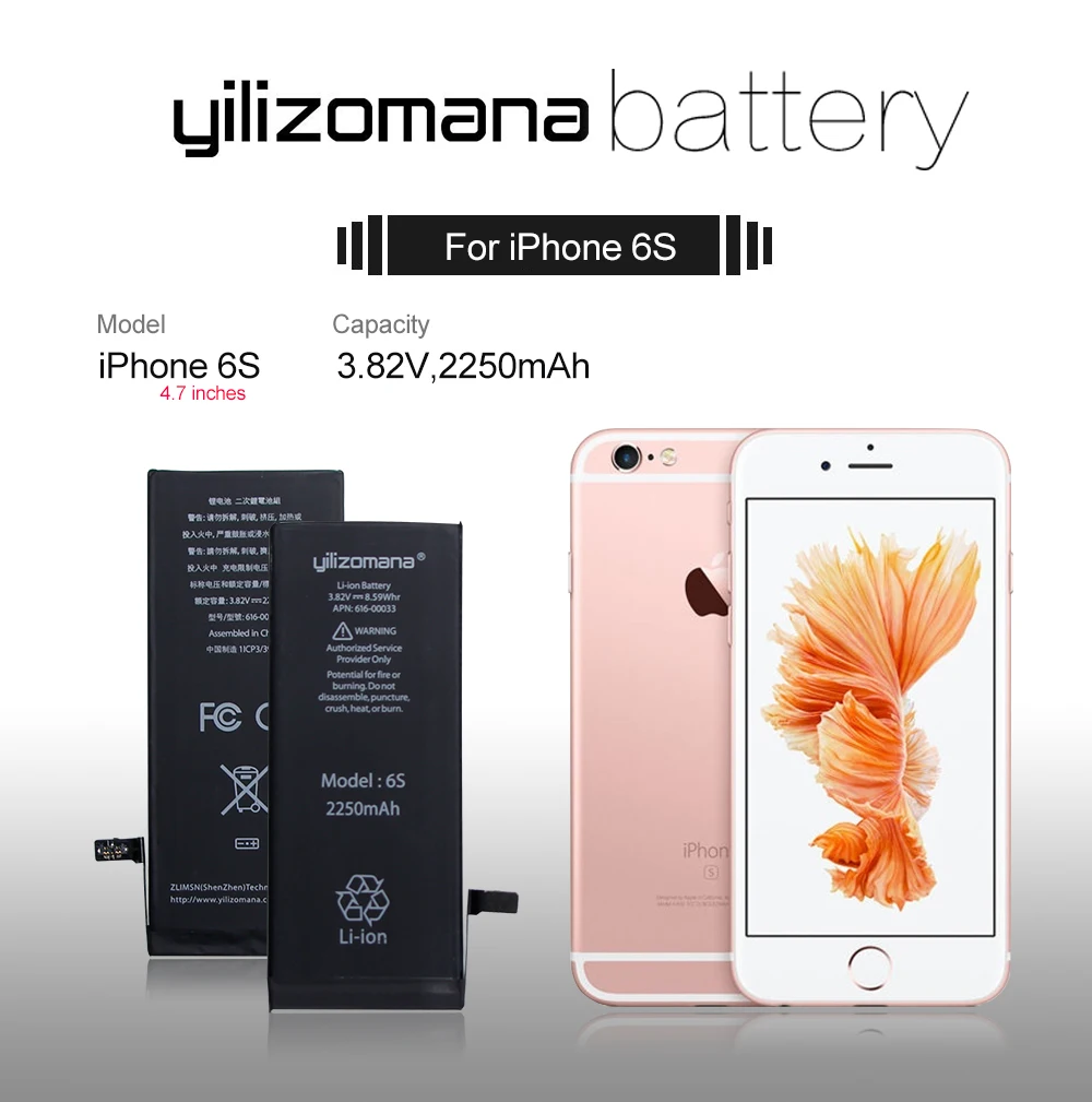 YILIZOMANA телефон батарея Топ емкость 2250 mAh 3500 mAh Батарея для Apple iPhone 6 6s 6+ плюс 6s+ плюс замена батареи телефона