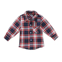 Новая мода Дети Мальчик Повседневное рубашки в клетку с длинным рукавом srping осень детская одежда с длинными рукавами футболка одежда От 0 до 4 лет